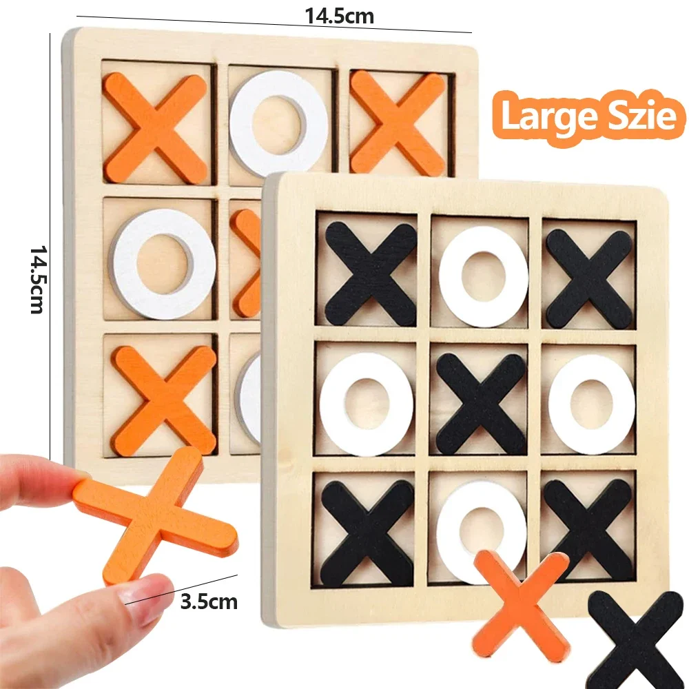 Board Game With Questions - لعبة خشبية XO Tic Tac Toe،