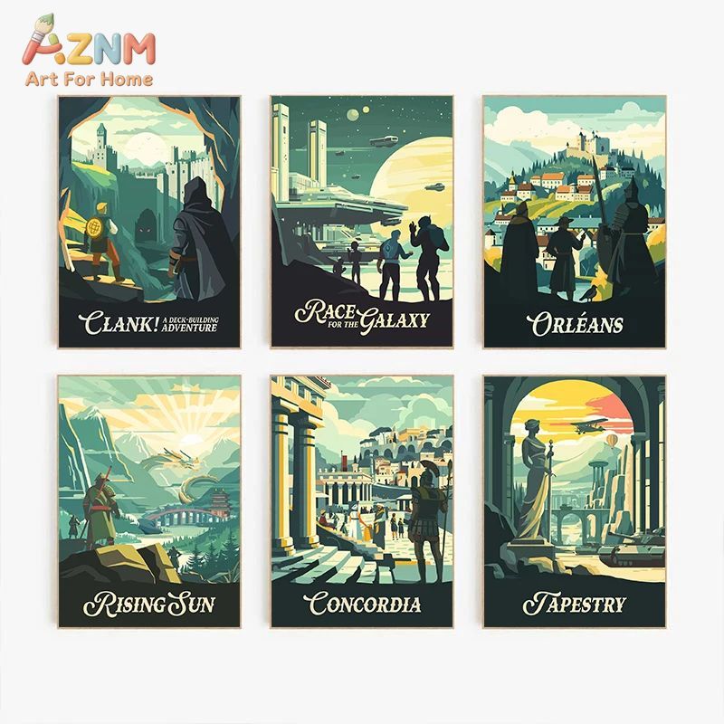 AZNM لوحة فنية جدارية قماشية ب - مراجعة Board Game Vintage وسعره